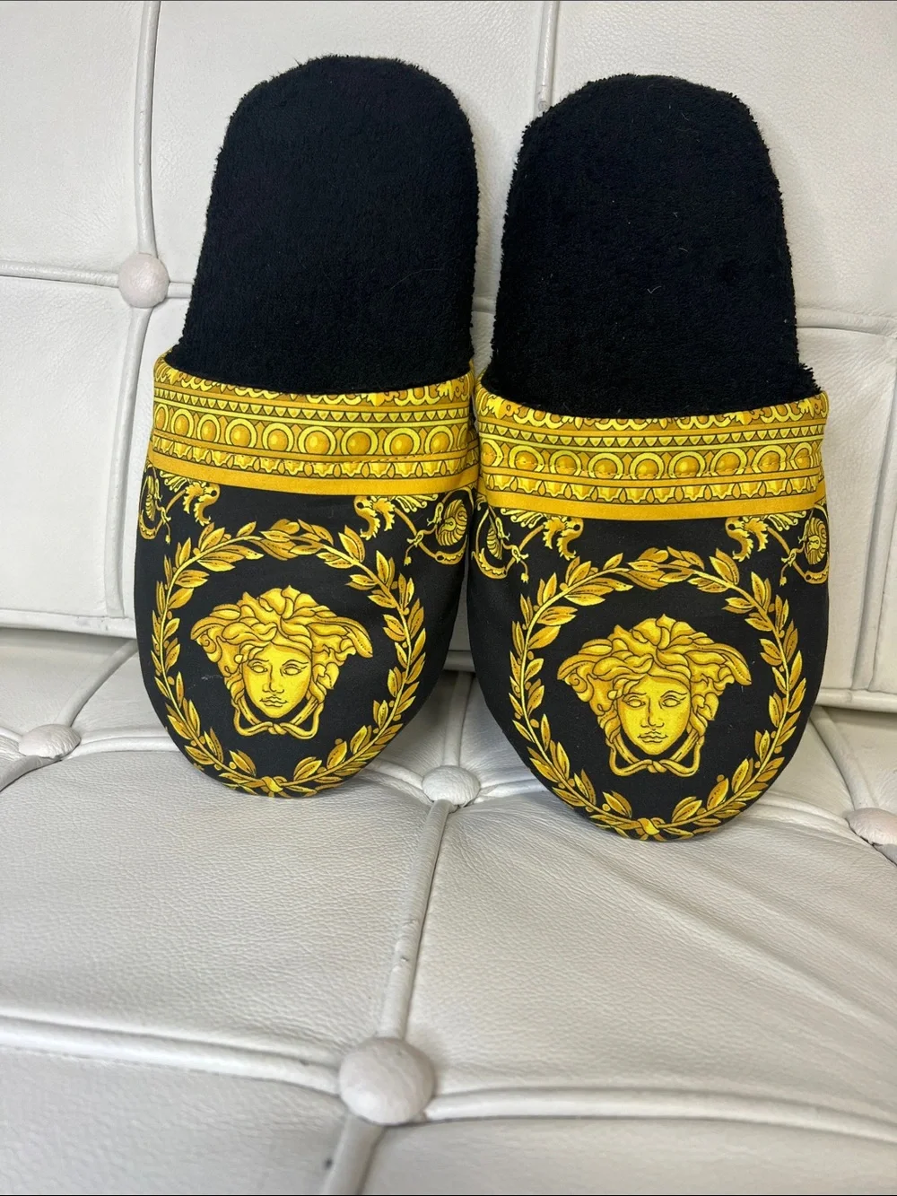 Versace Black & Gold Medusa Slide Slippers - Picture 9 of 10